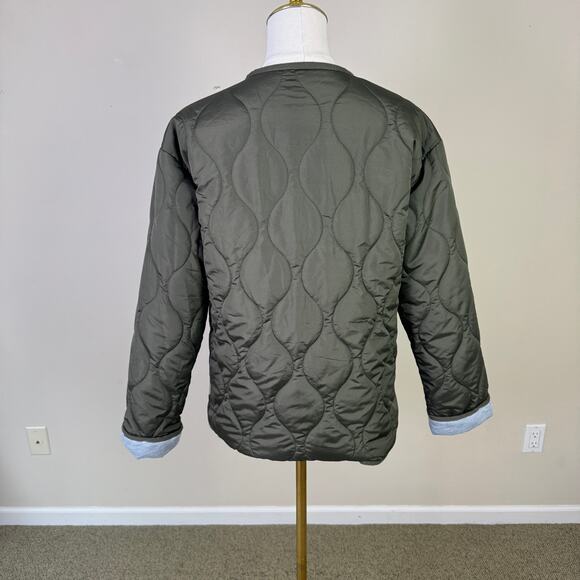 GH Bass & Co Quilted Lightweight Snap Puffer Olive Green Jacket US Women's S - Picture 2 of 6